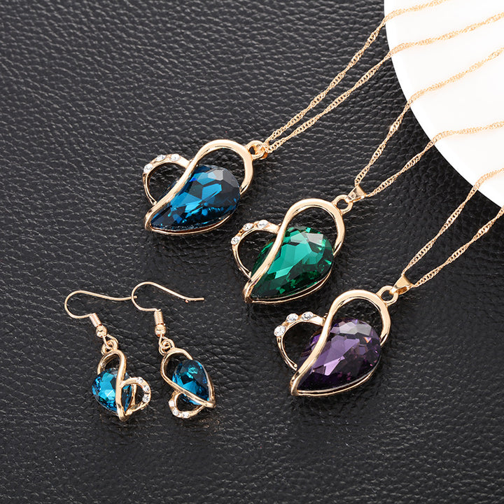Crystal Love Jewelry Set Necklace Earrings – Jewelry Gift Ideas — 1