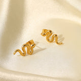 18K Gold Plated Stainless Steel Snake Stud Earrings – Gifts for Her — 2