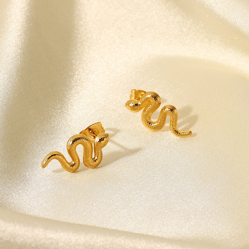 18K Gold Plated Stainless Steel Snake Stud Earrings – Gifts for Her — 2