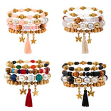 Ethnic Wooden Bead Tassel Bracelet Suit – Jewelry Gift Ideas — 4