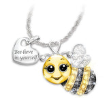 Two-tone owl bee necklace earring set – Jewelry Gift Ideas — 3