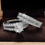 Hollow Double Layer Zircon Engagement Ring Set – Gifts for Couples — 4