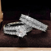 Hollow Double Layer Zircon Engagement Ring Set – Gifts for Couples — 4