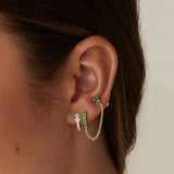 S925 Sterling Silver Single Row Studded Earring – Jewelry Gift Ideas — 1