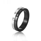 Rotatable Roman Numeral Titanium Steel Couple Ring – Gifts for Couples — 9