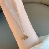 Gold Enamel Safety Lock Necklace – Jewelry Gift Ideas — 5