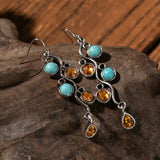 Turquoise Inlaid Tassel Long Delicate Earrings – Small Gift Ideas — 5