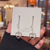 Silver Needle Long Fringed Zircon Earrings – Thoughtful Gifts — 8