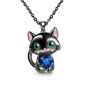 Black Cat Necklace Red Blue Purple White Heart – Jewelry Gift Ideas — 4