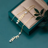 Pearl leaf tassel earrings – Surprise Gifts — 1