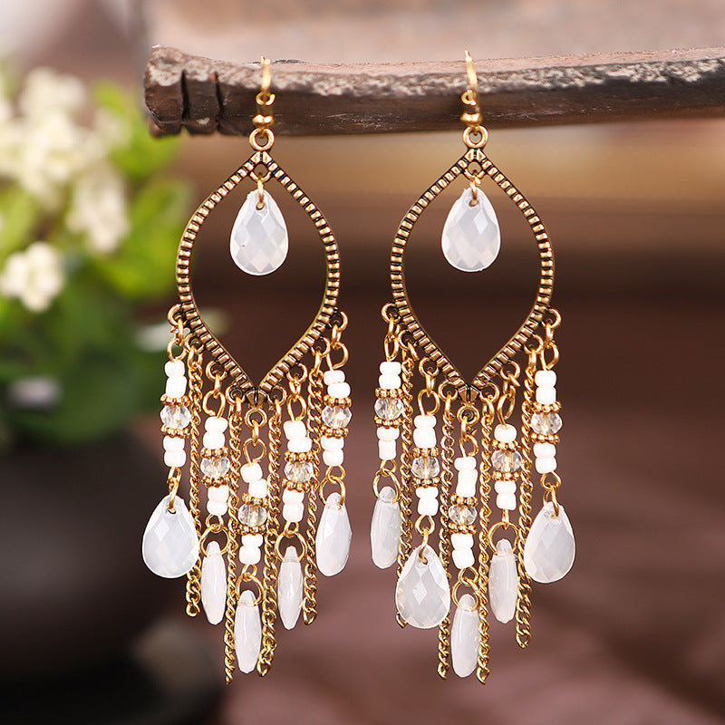 Antique Gold Plated Long Tassel Earrings For Women – Gifts for Her — 1