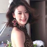 Leopard Cross Earrings Y2g Millennium Hot Girl Niche – Gifts for Kids — 3