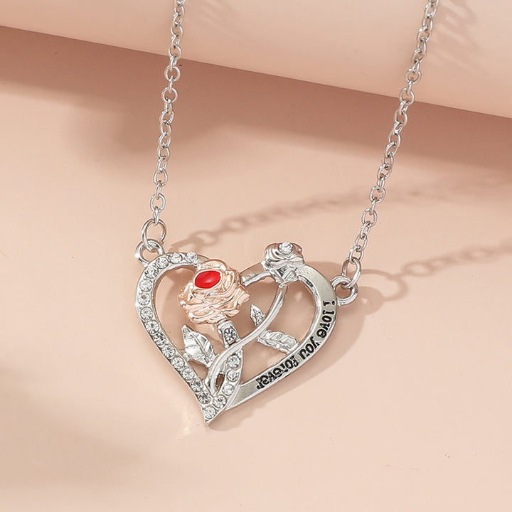 I Love You Forever Rose Flower Heart Necklace – Jewelry Gift Ideas — 1
