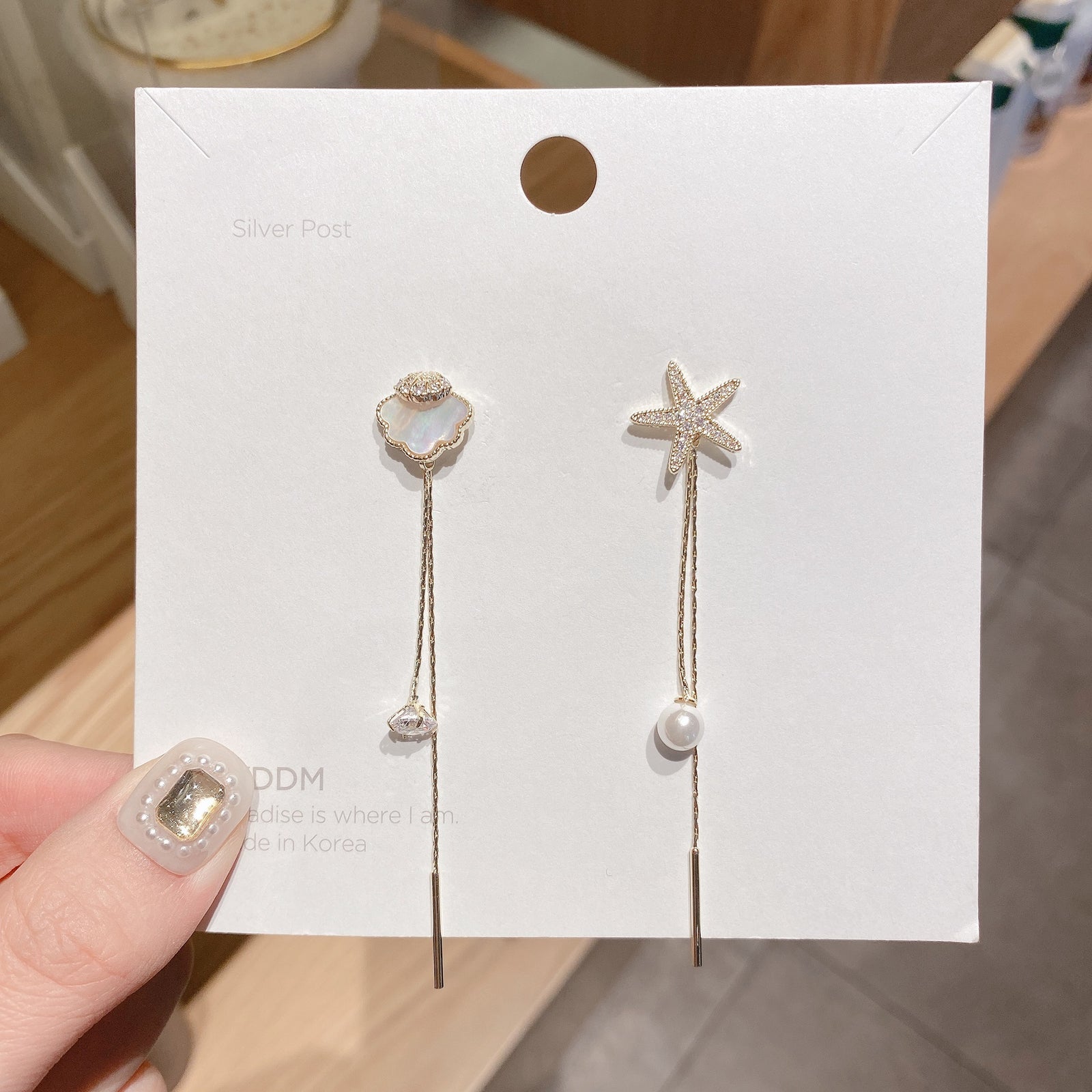 Fashion Shell Starfish Asymmetric Pearl Earrings – Stylish Gifts — 1