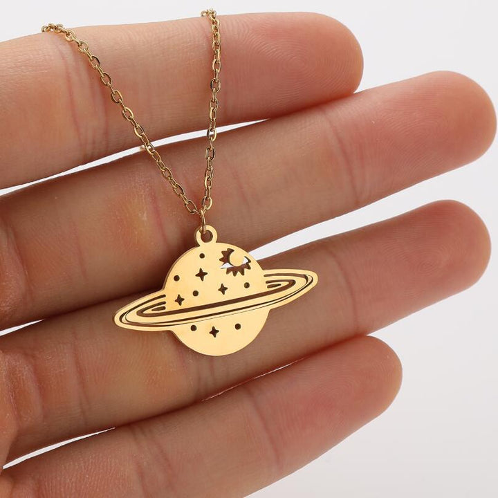 Fashion Geometric Round Hollow Star Moon Necklace – Jewelry Gift Ideas — 1