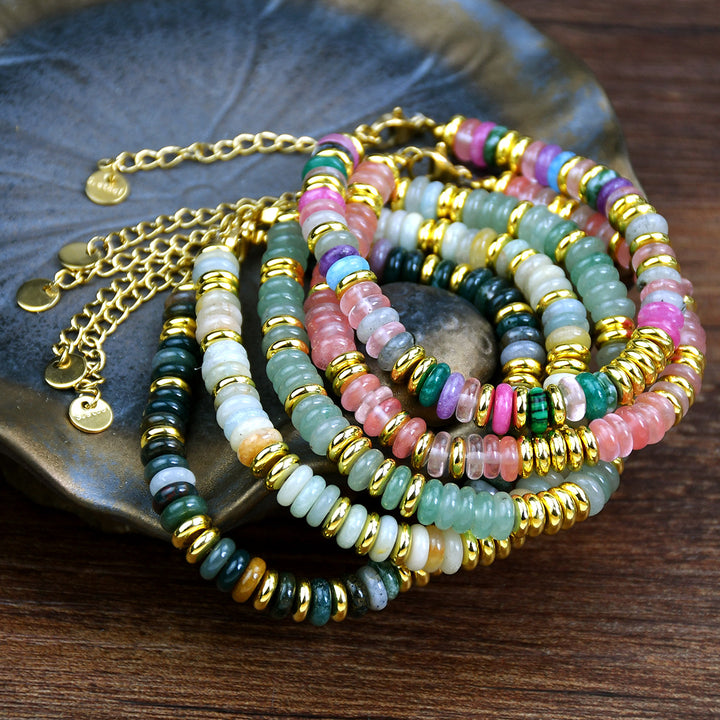 Dopamine Color Natural Stone Beaded Bracelet – Jewelry Gift Ideas — 1