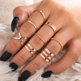 8-Piece Retro Metal Smooth Twist Cross Ring – Special Occasion Gifts — 8