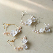 Simple Circle Freshwater Pearl Flower Earrings – Surprise Gifts — 1