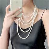 Women's Multi-layer Glass Pearl Necklace Long – Jewelry Gift Ideas — 5