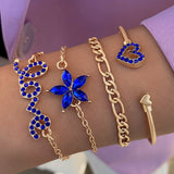4pcs Blue Flower Love Butterfly Bracelet Set – Jewelry Gift Ideas — 1