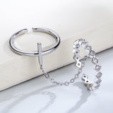 One Piece Geometric Double Ring Female Diamond Cross – Gifts for Her — 3