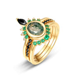 Female S925 Silver Inlaid Green Moss Stone Ring – Gifts for Her — 19