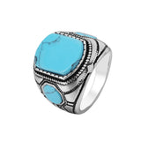 Vintage Turquoise Men's Titanium Steel Ring – Gifts for Him — 4