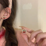 S925 Silver Needle Red Cherry Pearl Earrings Female – Gifts for Her — 4