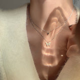 Butterfly Double-Layer Necklace Female Simple – Jewelry Gift Ideas — 3