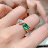Emerald Tourmaline Princess Ring Geometric Shape – Surprise Gifts — 4
