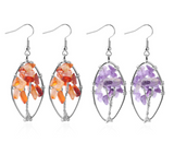 Natural Crystal Crushed Stone Earrings Handmade Tree – Gifts for Her — 4