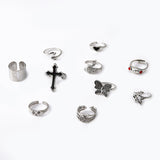 Exaggerated Oil Cross Personality Ring 10 Piece Set – Gift Ideas — 3