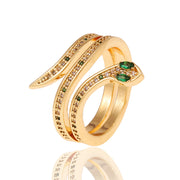 Copper Plated Genuine Gold Snake Shaped Diamond Ring – Stylish Gifts — 2