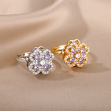 Rotatable Flower Rings With Rhinestones Ins Fashion – Stylish Gifts — 2