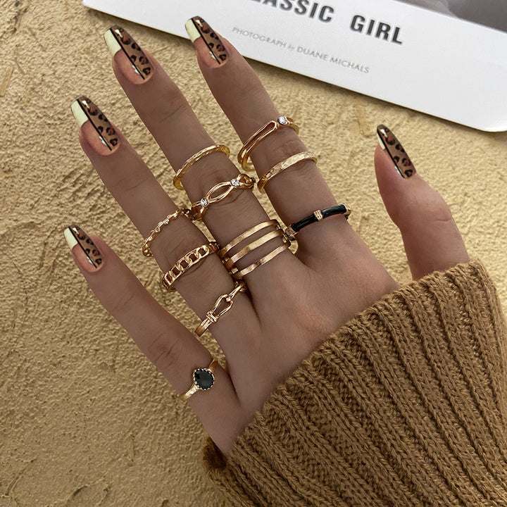 Vintage Hollow Black Joint Ring Set – Stylish Gifts — 1
