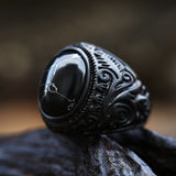 Vintage Stainless Steel Engraved Ring With Gemstones – Practical Gifts — 2
