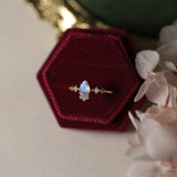 Silver Gold Plated Natural Blue Moonstone Ring – Birthday Gifts — 5