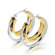 Women's Simple Round Hollow Two Tone Stud Earrings – Gifts for Her — 2