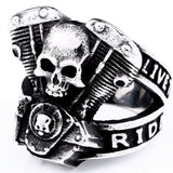 Personalized Retro Ghost Rider Skull Engine Ring – Gift Ideas — 1