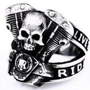 Personalized Retro Ghost Rider Skull Engine Ring – Gift Ideas — 1