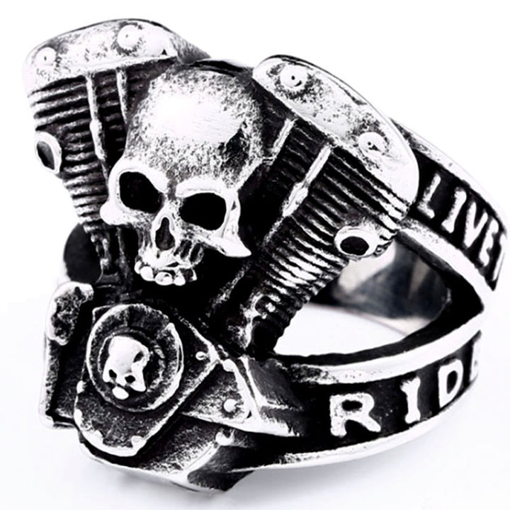 Personalized Retro Ghost Rider Skull Engine Ring – Gift Ideas — 1