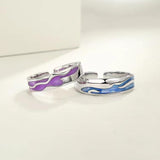 Pink Blue Lake Couple Sterling Silver Ring Pair – Gifts for Her — 1