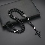 Volcanic Rock Haematite Cross Necklace – Jewelry Gift Ideas — 2