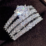 Hollow Double Layer Zircon Engagement Ring Set – Gifts for Couples — 3
