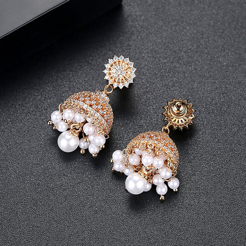 Bell Zircon Earrings Golden Earrings – Everyday Gifts — 2