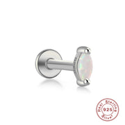 Sterling Silver Opal And Diamond Pierced Threaded Ear – Stylish Gifts — 17