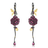 Garnet Sterling Silver Rose Earrings Women – Gifts for Her — 1