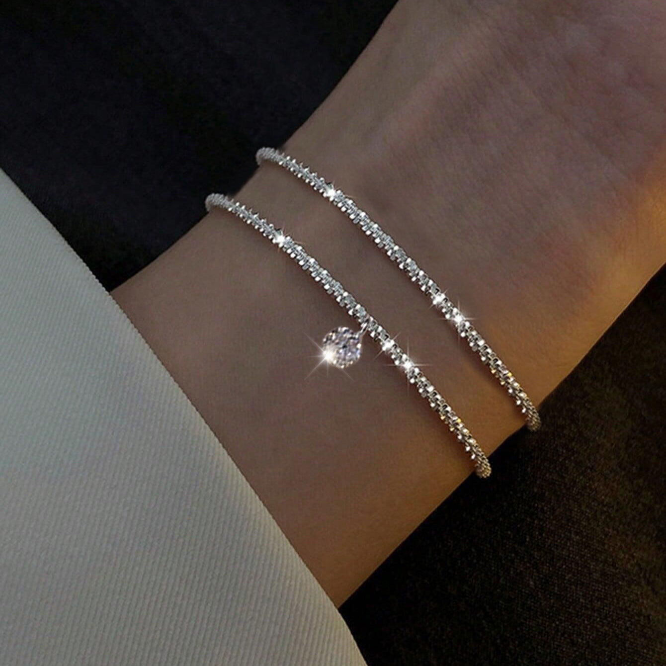 Sparkling Zircon Bracelet 2-piece Set – Jewelry Gift Ideas — 1