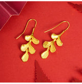 Women's Copper Apricot Leaf Eardrops – Gifts for Her — 2