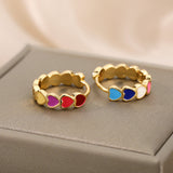 Women's Colorful Drip Oil C Heart Shaped Copper – Gifts for Her — 6